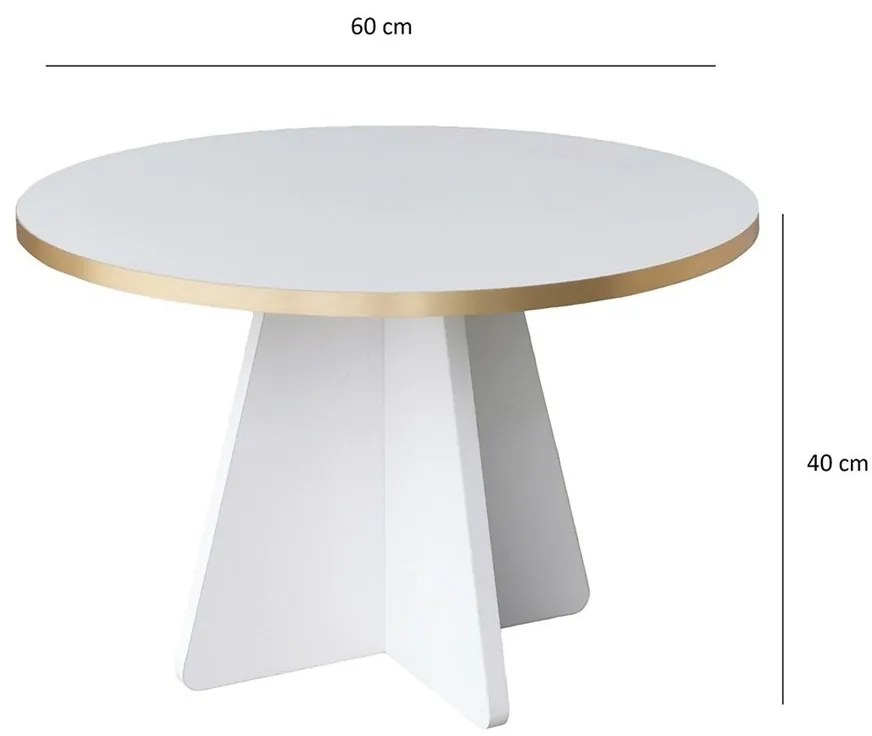 Dizajnový konferenčný stolík Abrina 60 cm biely