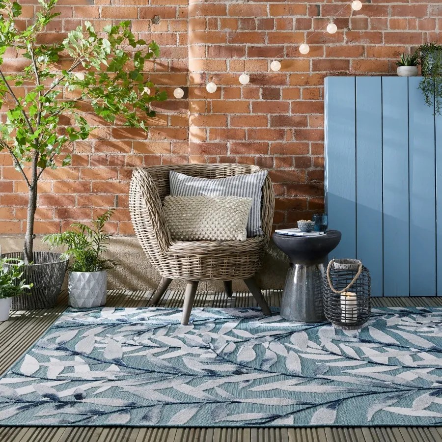 Flair Rugs, Kusový koberec Plaza Willow Blue – na von aj na doma, 120x170, modrá, exteriér