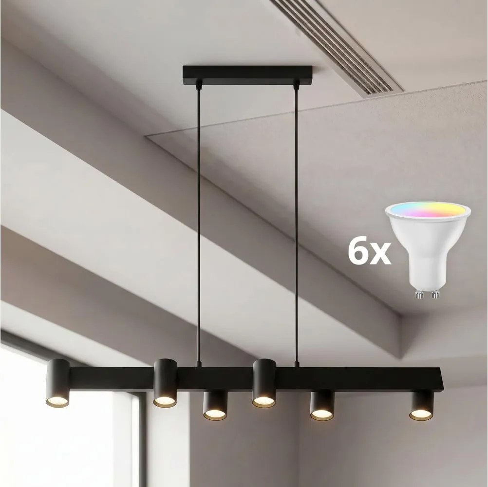 BRILAGI - LED RGBW Stmievateľný luster na lanku SELE 6xGU10/6,5W/230V čierny