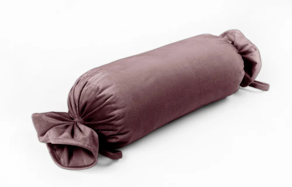 Biante Zamatový vankúš valec bonbon Velvet Prémium SVP-019 Hnedofialový 15x80 cm