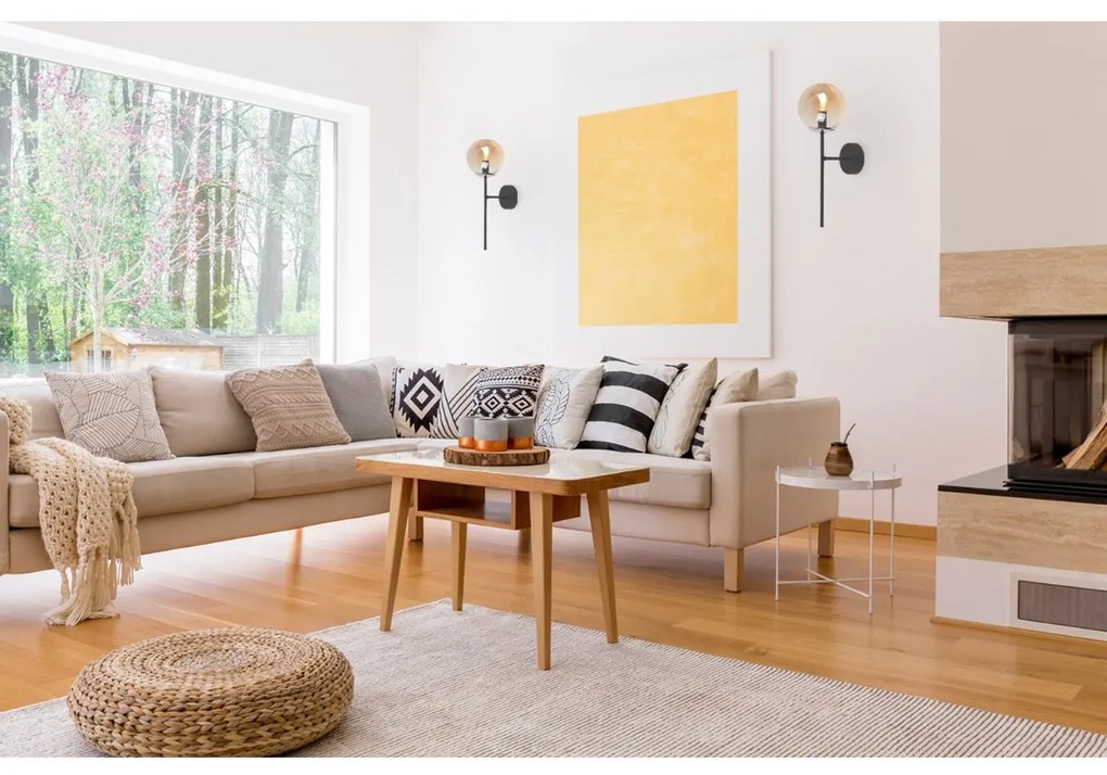 Nástenné svietidlo Paris, 1x medové sklenené tienidlo, B/CH