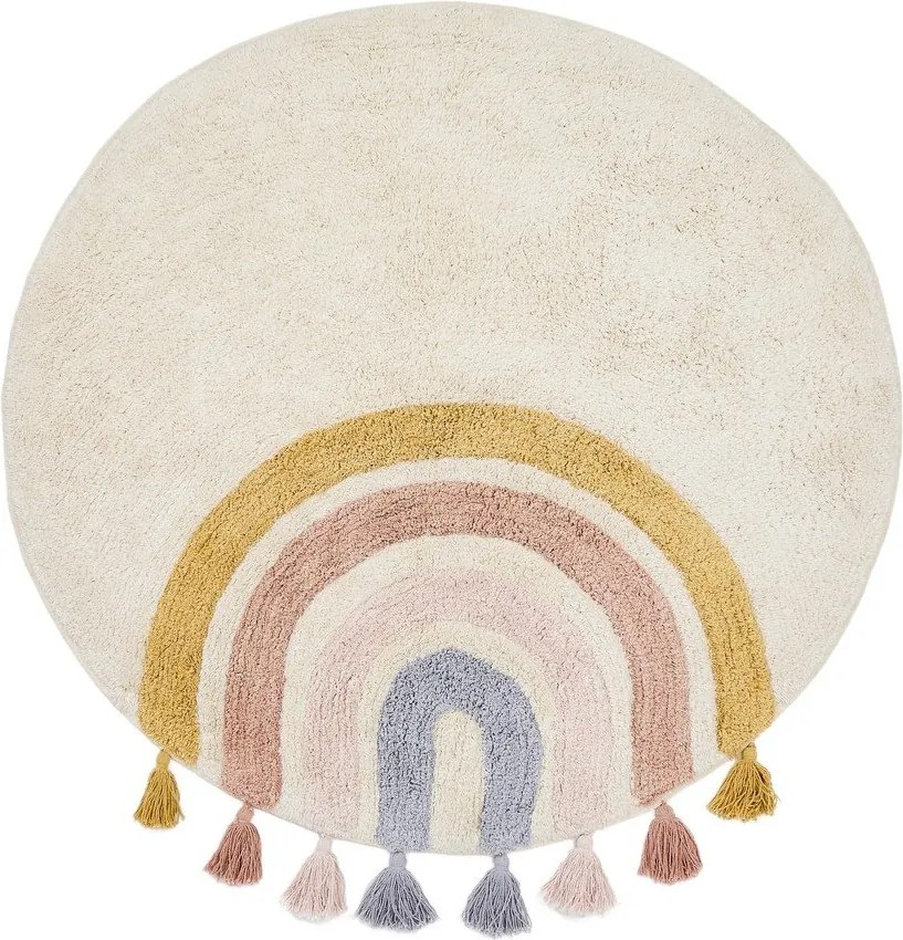 Slonovinový prateľný/ručne tkaný bavlnený detský koberec ø100 cm Tadea – Kave Home