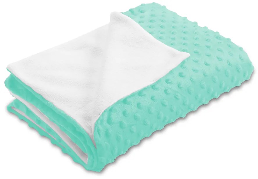 Biante Detská obojstranná deka Minky bodky/Polar MKP-003 Mintová 75x100 cm