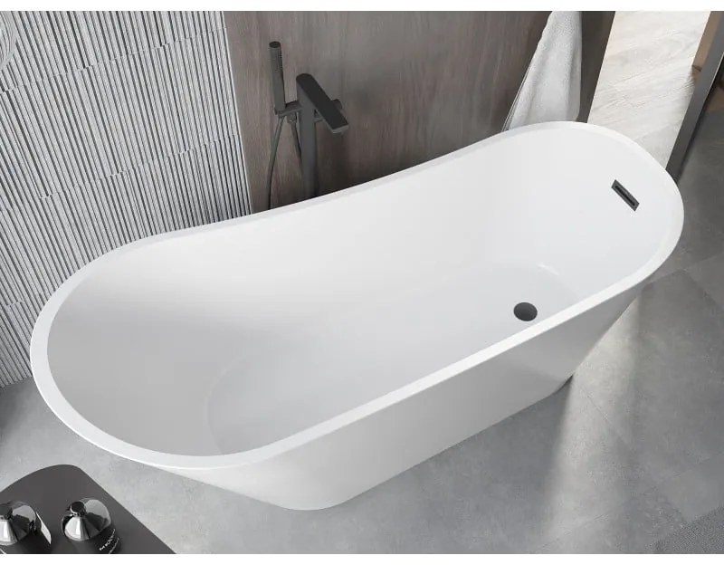Mexen Alta, voľne stojaca vaňa 170 x 75 cm, biela, čierny matný prepad, 52141707500-70