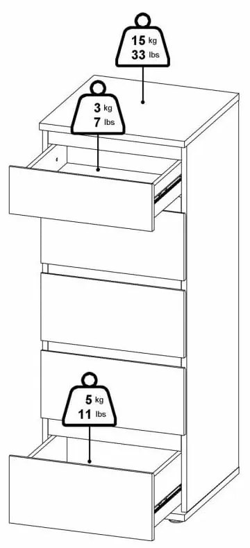 Vysoká komoda v dekore duba v prírodnej farbe 40x107 cm Nova – Tvilum