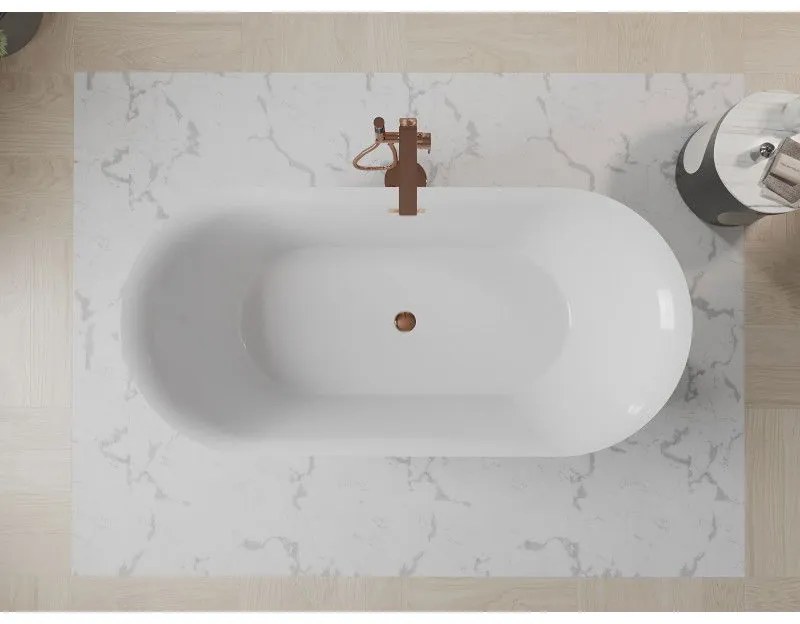 Mexen Roxy, voľne stojaca vaňa 170 x 80 cm, biela, ružové zlato prepad, 51201708000-60