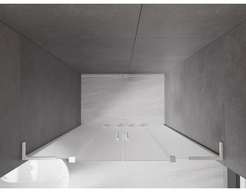 Mexen Velar L Duo, posuvné sprchové dvere do otvoru 140 cm, 8mm sklo námraza, biela matná, 871-140-003-32-20