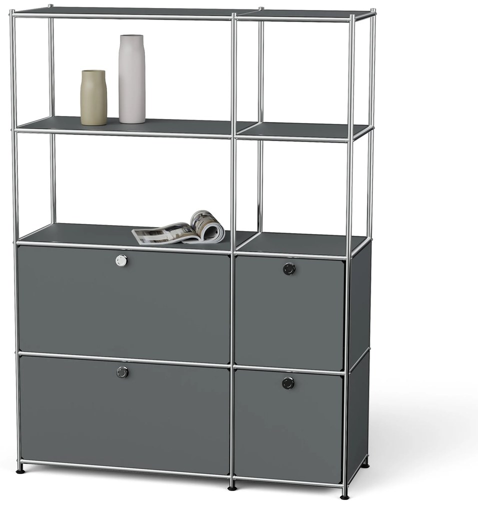 Kovová skrinka »CN3« so 4 výklopnými priečinkami, sivá