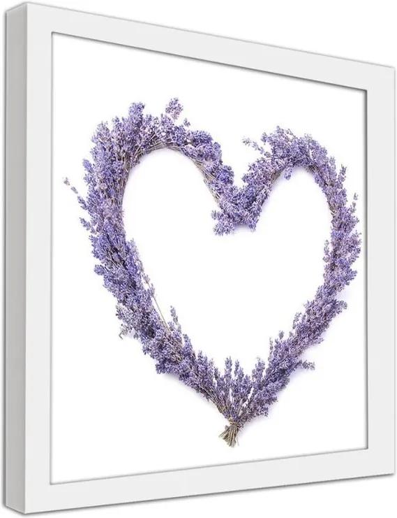 CARO Obraz v ráme - Lavender Heart Biela 20x20 cm