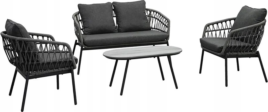 Záhradná zostava Artefactos (antracit tmavosivá) (pre 4 osoby)