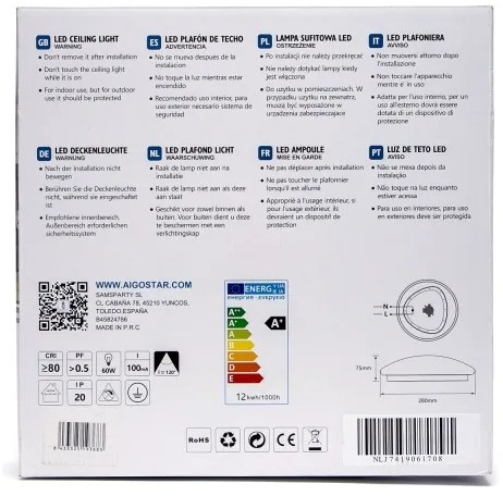 Aigostar - LED stropné svietidlo LED/12W/230V 3000K Ø 28 cm
