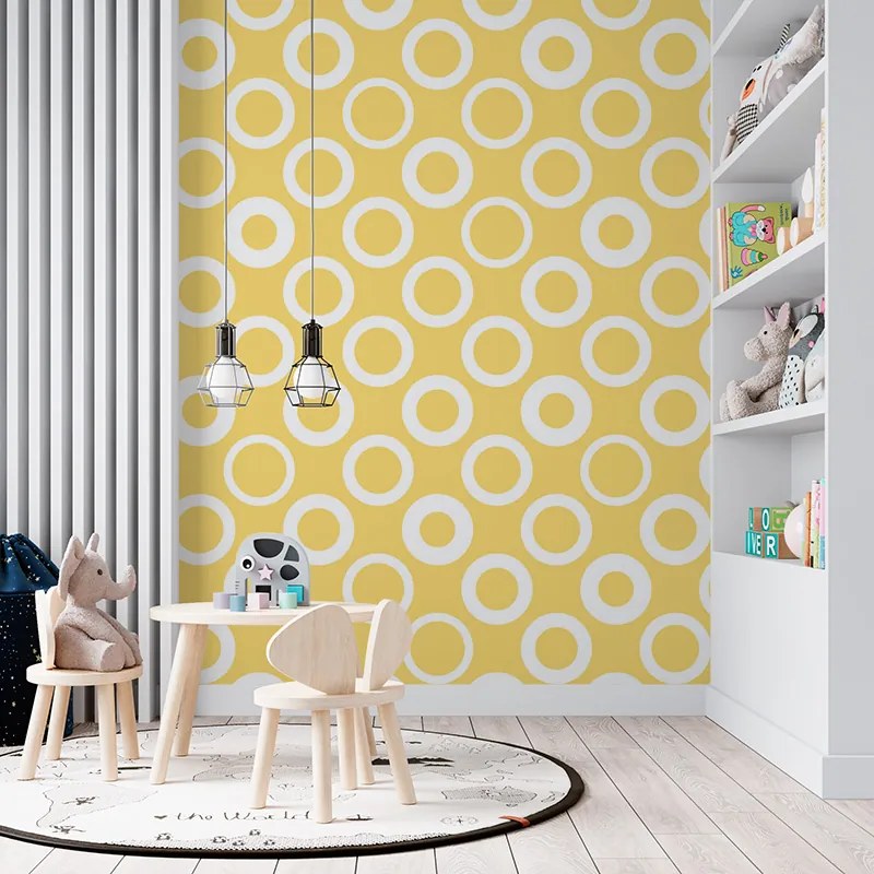 Sablio Tapeta Biele korunky na žlté - 125x75 cm