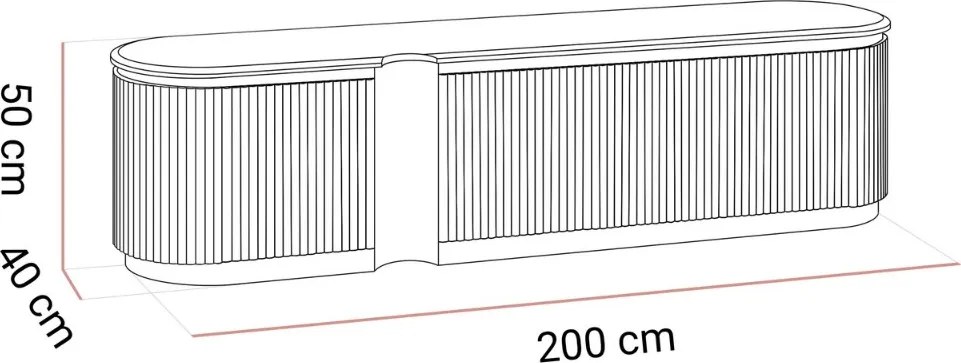 TV STOLÍK CASTELLO ORECH + BÉŽOVÁ 200 cm