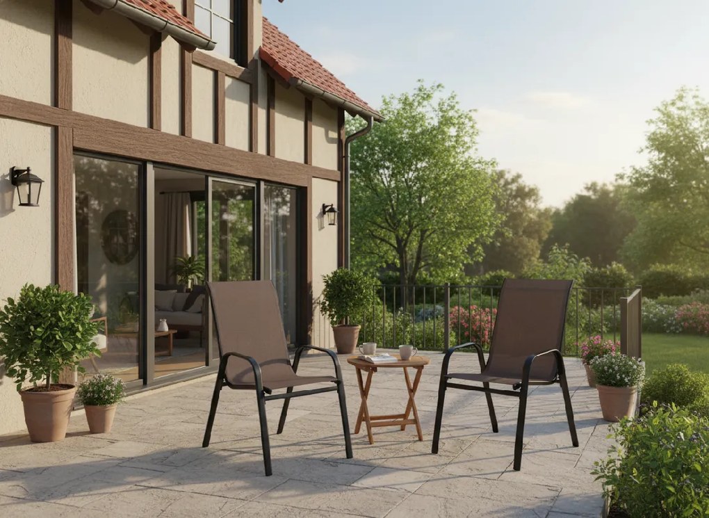 Garden Line SADA 2 HNEDÝCH ZÁHRADNÝCH STOLIČIEK 54 x 70 x 92 CM