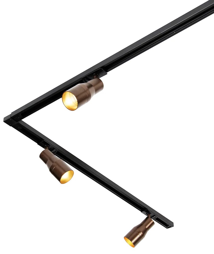 Moderný koľajnicový systém s 5 bodovými svetlami tmavý bronz 1-fázový - Iconic Kohua