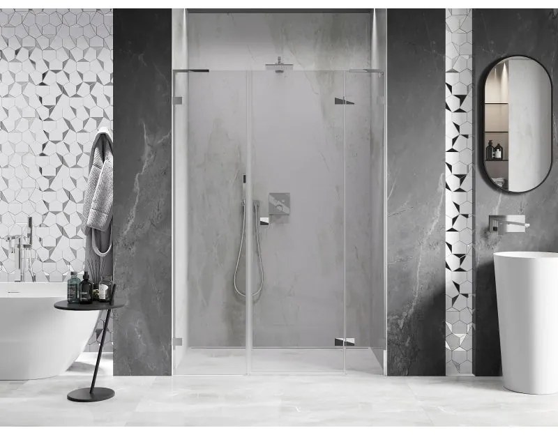 Mexen Lunar L, Otočné pravé sprchové dvere 130 cm, 8mm číre sklo, chrómový profil, 834SL-130-050-01-00-P