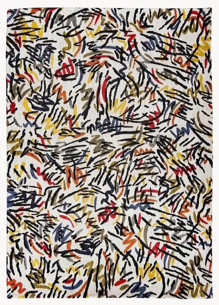 Plocho tkaný žakárový koberec Graffito