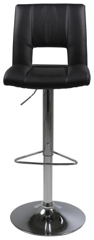 Dizajnová barová stolička Nerine, čierna a chrómová-ekokoža