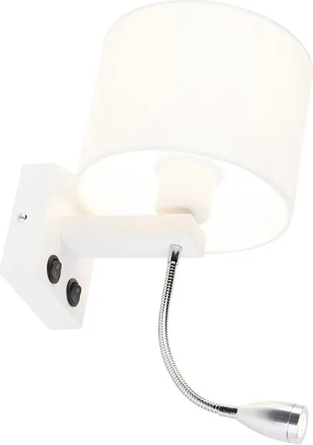 Moderná nástenná lampa biela s bielym tienidlom - Brescia
