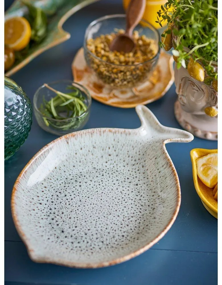 Modrý/béžový servírovací tanier z kameniny Fleur – Bloomingville