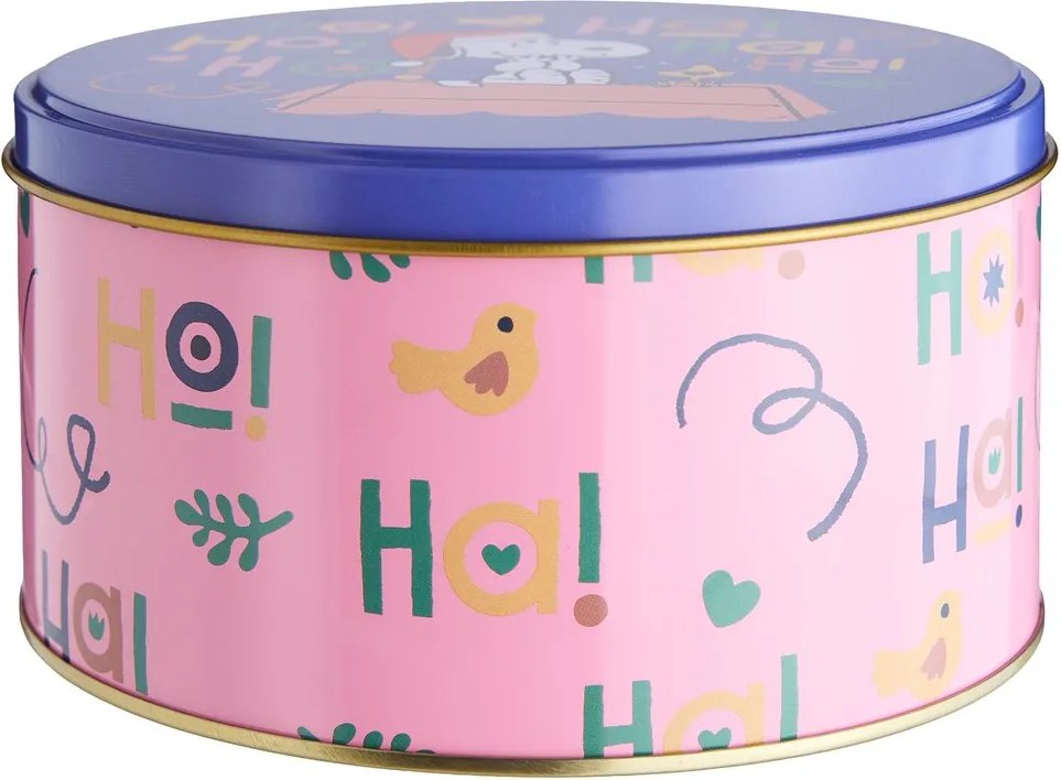 PEANUTS Dóza kulatá "HoHoHo" 13,5 cm - růžová/modrá