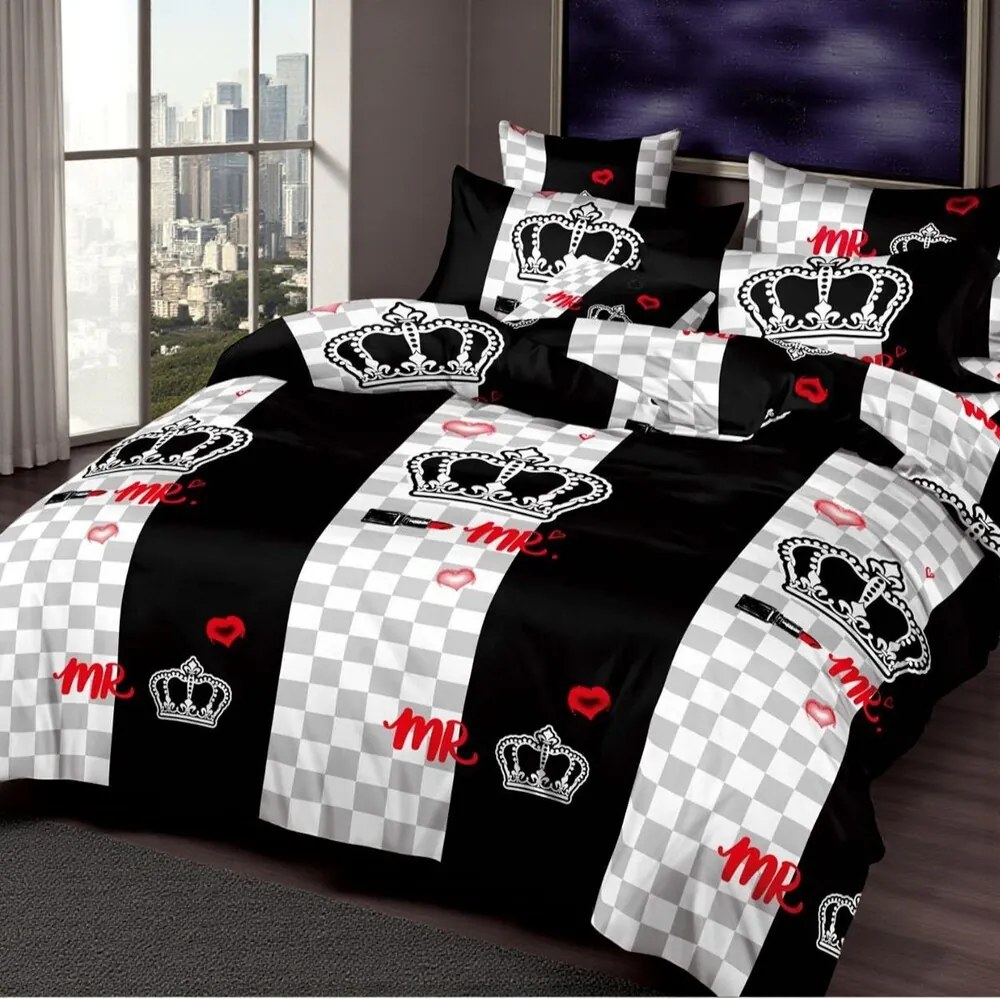Obliečky CROWN BLACK 7-dielna sada 140x200 cm