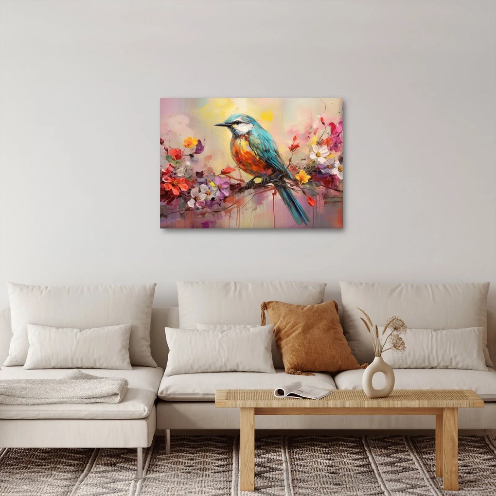 Obraz - Maľba vtáčika (70x50 cm)