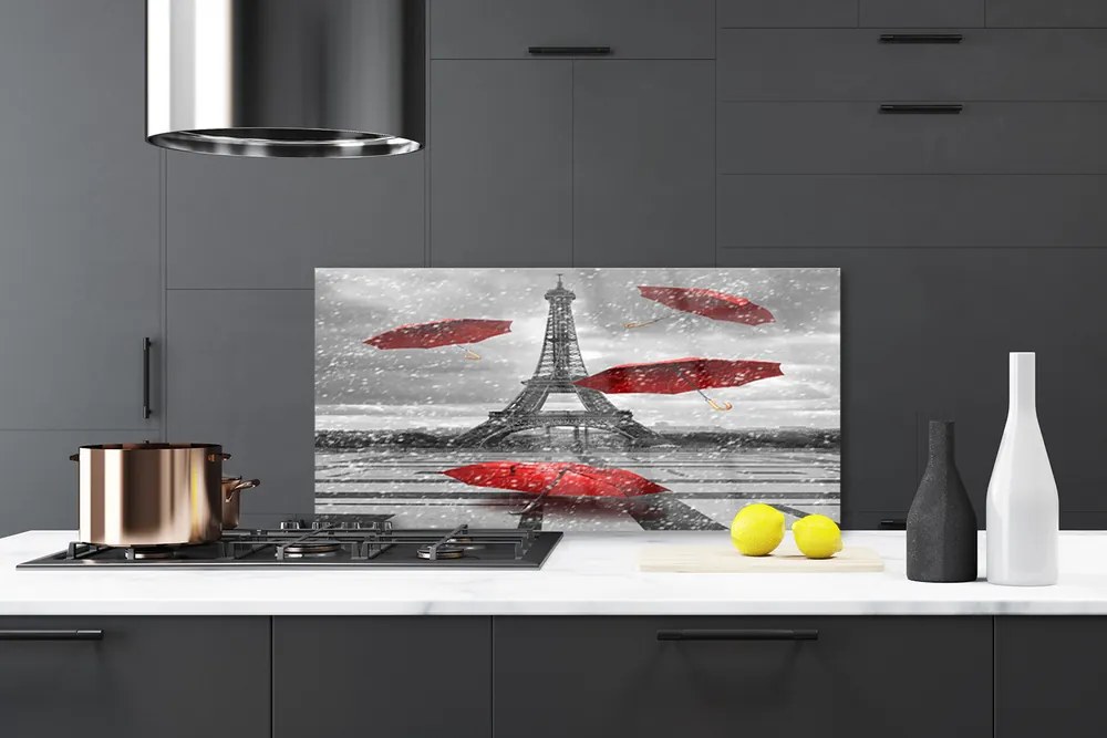 Sklenený obklad Do kuchyne Eiffelova veža paríž dáždnik 100x50 cm