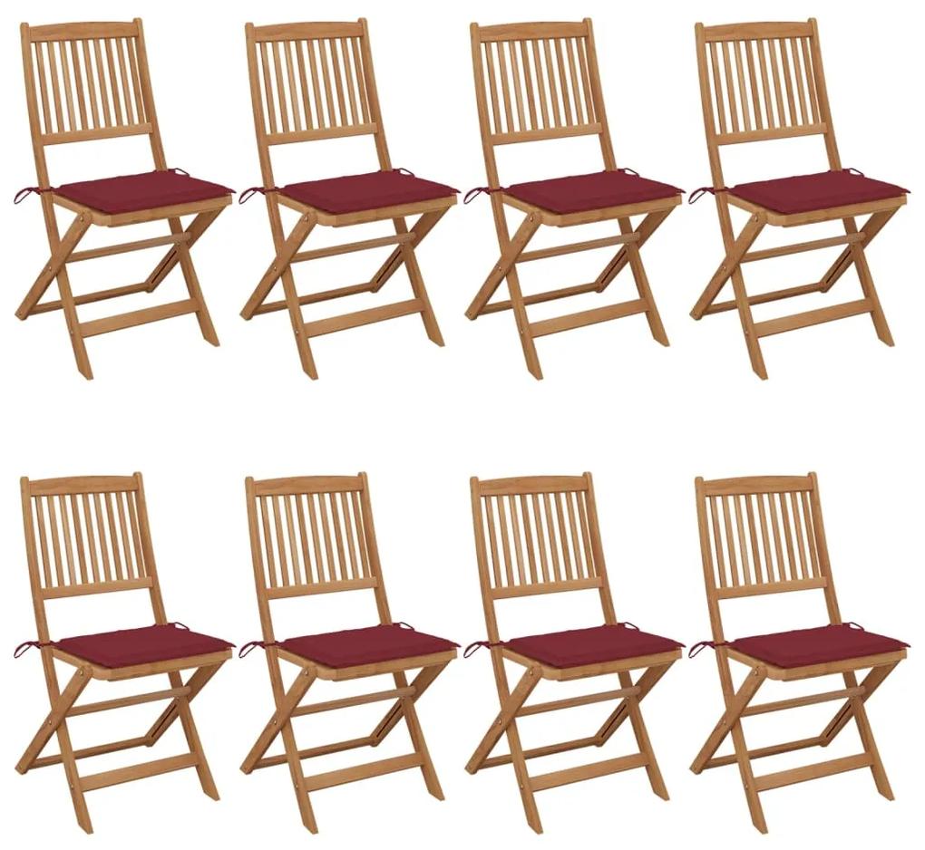 Skladacie záhradné stoličky 8 ks so sedákmi akáciový masív 3075030