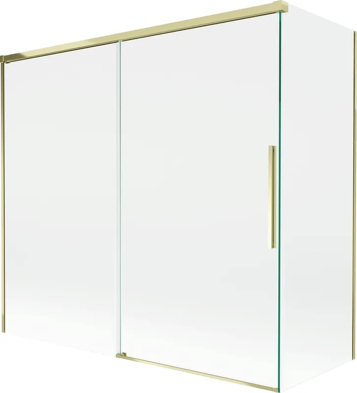 Mexen Rox, 2-krídlová posuvná vaňová zástena 170 + 80 x 150 cm, 8mm číre sklo, zlatý lesklý profil, 8C9-170-080-50-00