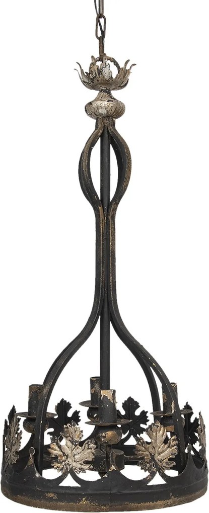 Hnedé kovové závesné svetlo s dekoráciami listov - Ø 40 * 85 cm