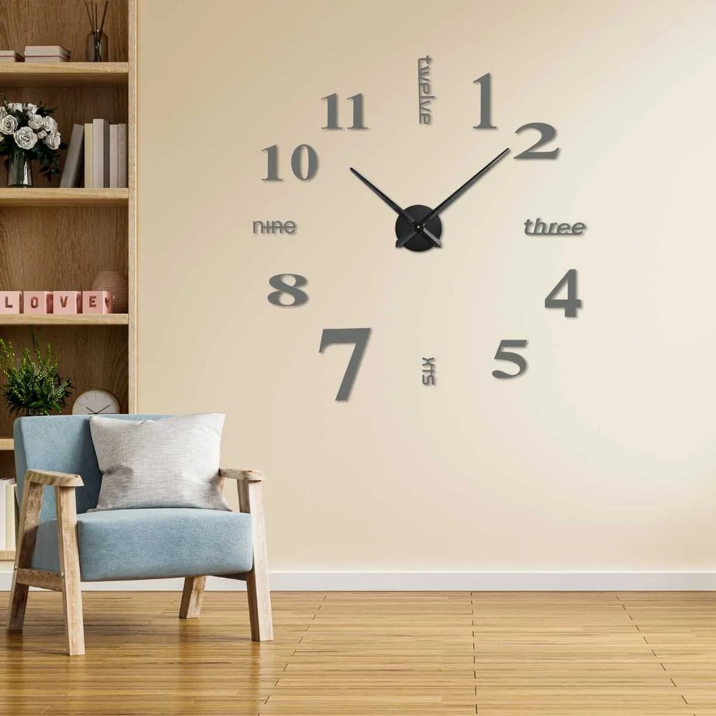 Nástenné hodiny čísla | DARCIA: Zrkadlo SILVER Farba čierna RAL 9005 80 cm 3497-104255 12S015