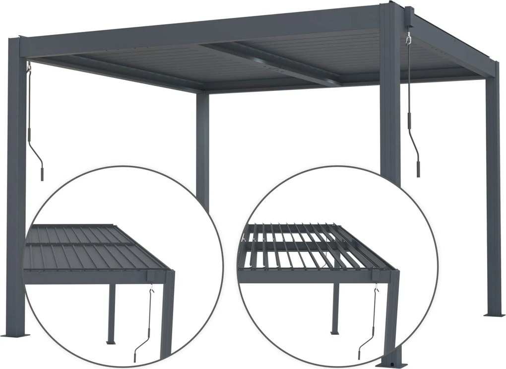 Bioklimatická pergola G21 Austin 3x3 m, antracitová hliníková