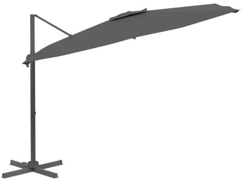 vidaXL Závesný slnečník s hliníkovou tyčou antracitový 300x300 cm-