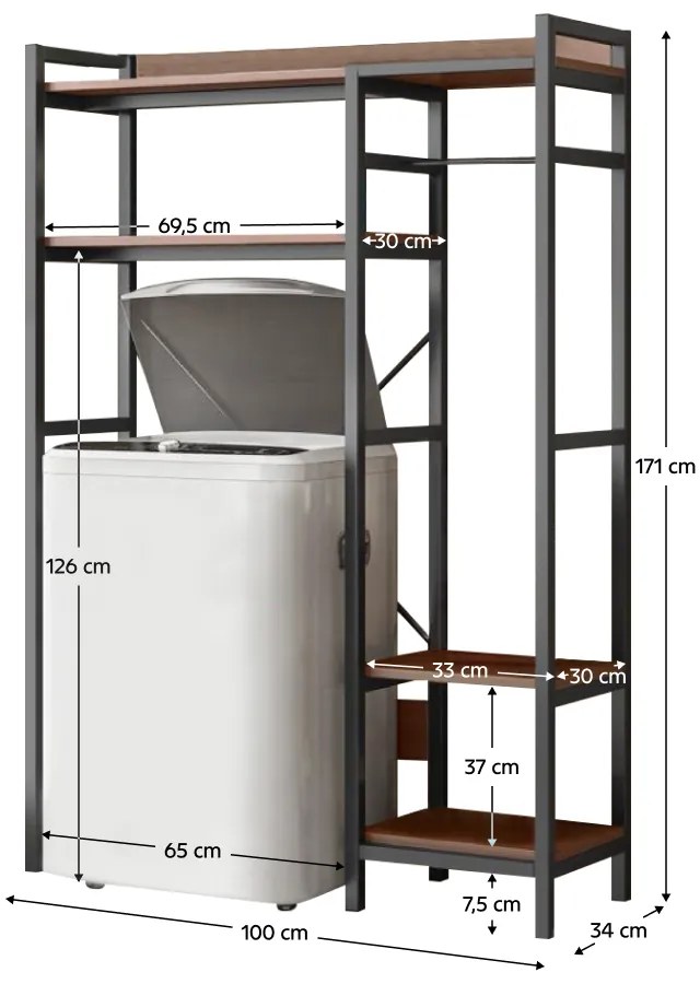 Regál nad práčku DELSIN, dub tmavý