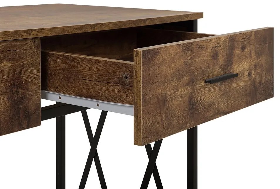 Konzolový stolík s 2 zásuvkami tmavé drevo/čierna AYDEN Beliani