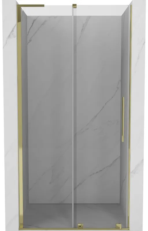 Mexen Velar L, posuvné sprchové dvere do otvoru 120 cm, 8mm číre sklo, zlatá lesklá, 871-120-003-01-50