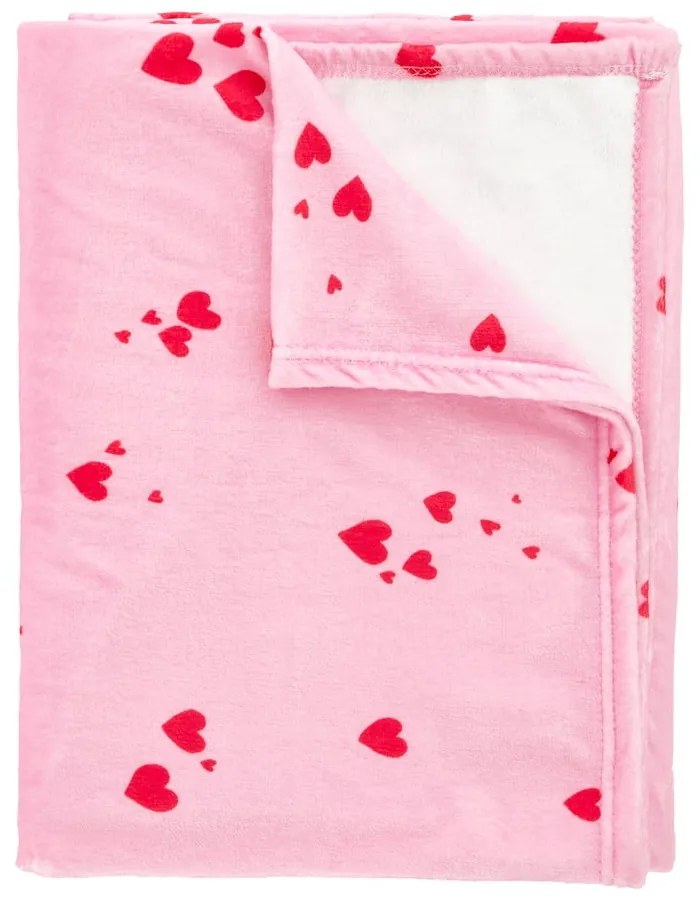 Ružová fleecová deka 200x240 cm Heart – Catherine Lansfield