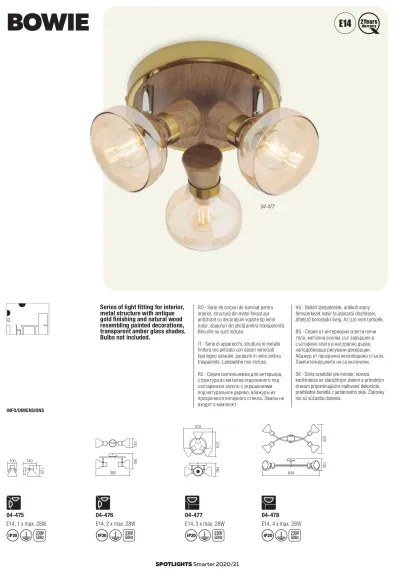 Redo 04-475 - Nástenné svietidlo BOWIE 1xE14/28W/230V