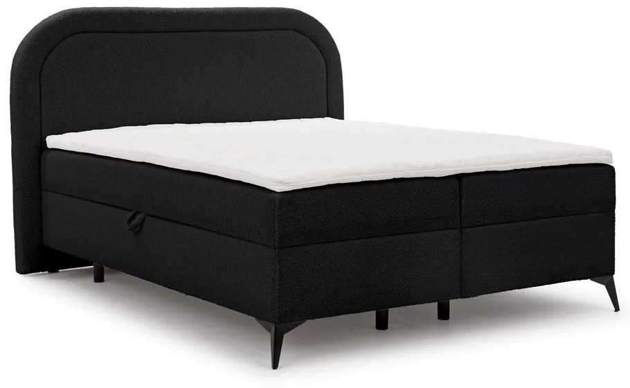 Čierna boxspring posteľ s úložným priestorom 160x200 cm Ornes – Ropez