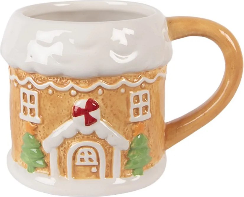 Hnedý hrnček perníková chalúpka Gingerbread - 13 * 9 * 9 cm / 300 mll