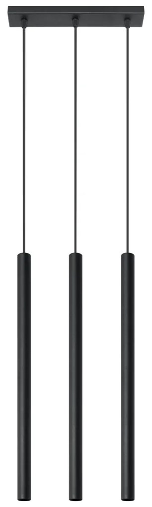 Závesné svietidlo Pastelo, 3x čierne kovové tienidlo