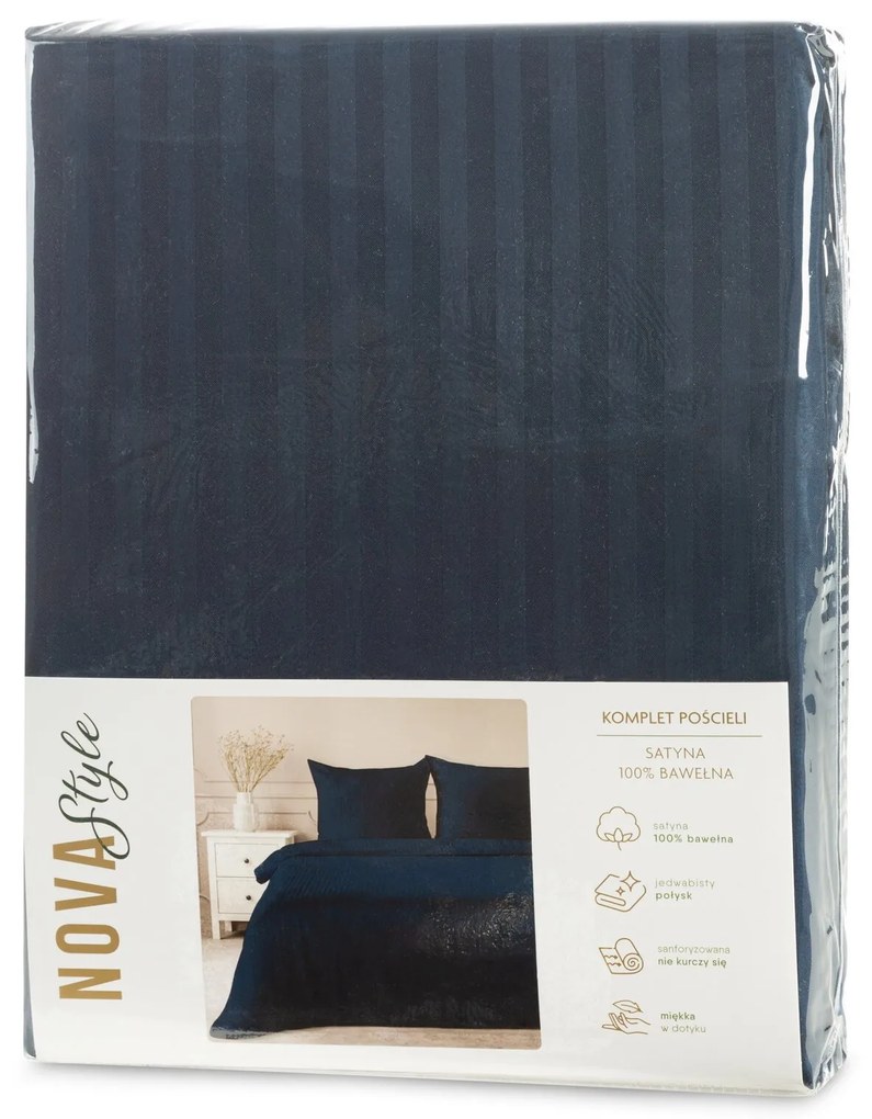 SATÉNOVÉ OBLIEČKY VERA 160X200 CM, 2 KS 70X80 CM TMAVOMODRÉ