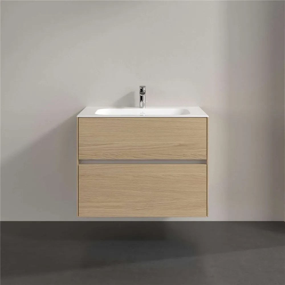 VILLEROY &amp; BOCH Collaro závesná skrinka pod umývadlo, 2 zásuvky, s LED osvetlením, 796 x 498 x 603 mm, Nordic Oak, C138B0VJ