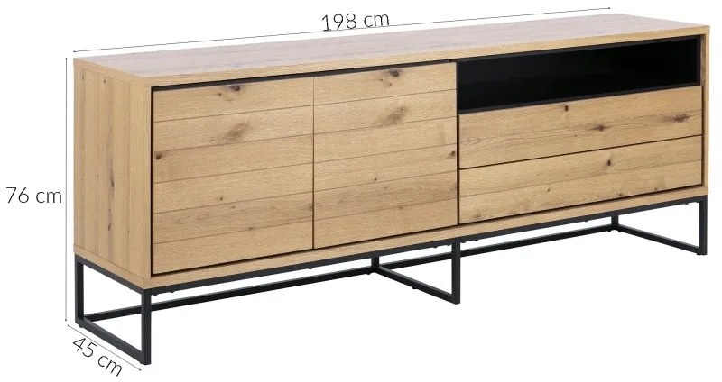 Komoda Dalarna II 198 cm industriálny dub