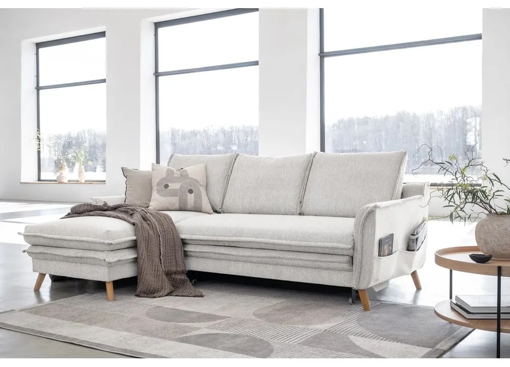 Béžová rozkladacia rohová pohovka (ľavý roh) Charming Charlie – Miuform