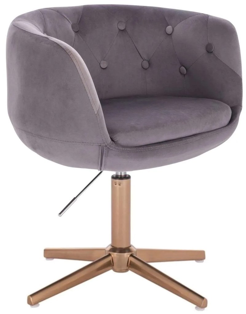 LuxuryForm DESIGN Kreslo MONTANA VELUR na zlatom kríži - sivé
