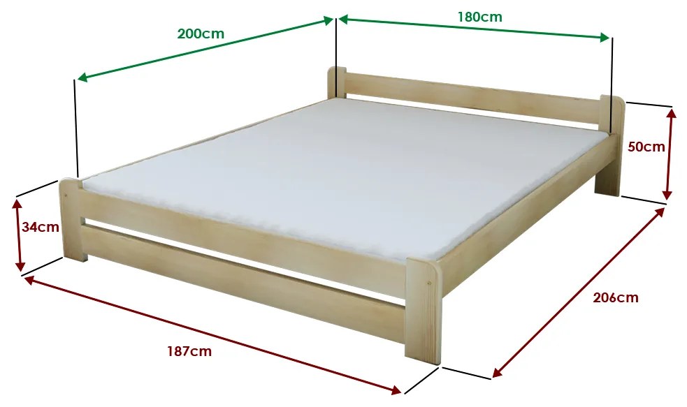 Posteľ Emily 180 x 200 cm, biela Rošt: S lamelovým roštom, Matrac: Bez matraca