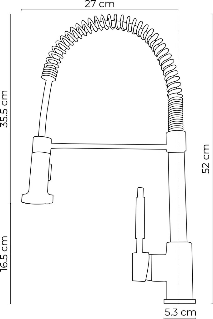 Gamma Spiral, stojanková drezová batéria s elastickou výlevkou, chrómová, GMA-BSL-CH