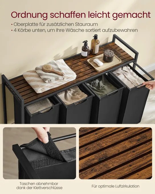 Kôš na bielizeň so 4 priehradkami BLH401B01